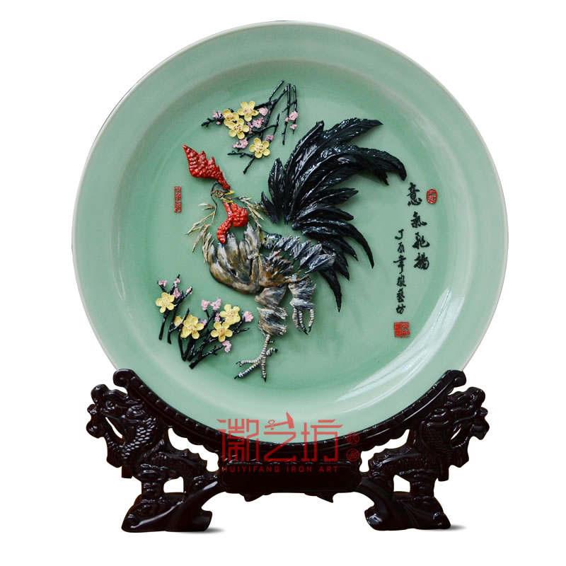 意氣飛揚(yáng)青瓷擺件鐵畫 家居辦公精致擺設(shè) 國(guó)家級(jí)非遺手工藝術(shù)品