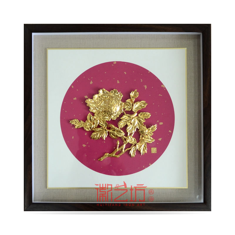 牡丹金畫鍍24K金蕪湖鐵畫 國家級非遺純正手工藝術(shù)裝飾掛畫