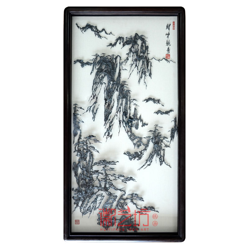 徽藝坊李強作品黃山風(fēng)景水墨鐵畫 中式裝飾掛畫可欣賞收藏