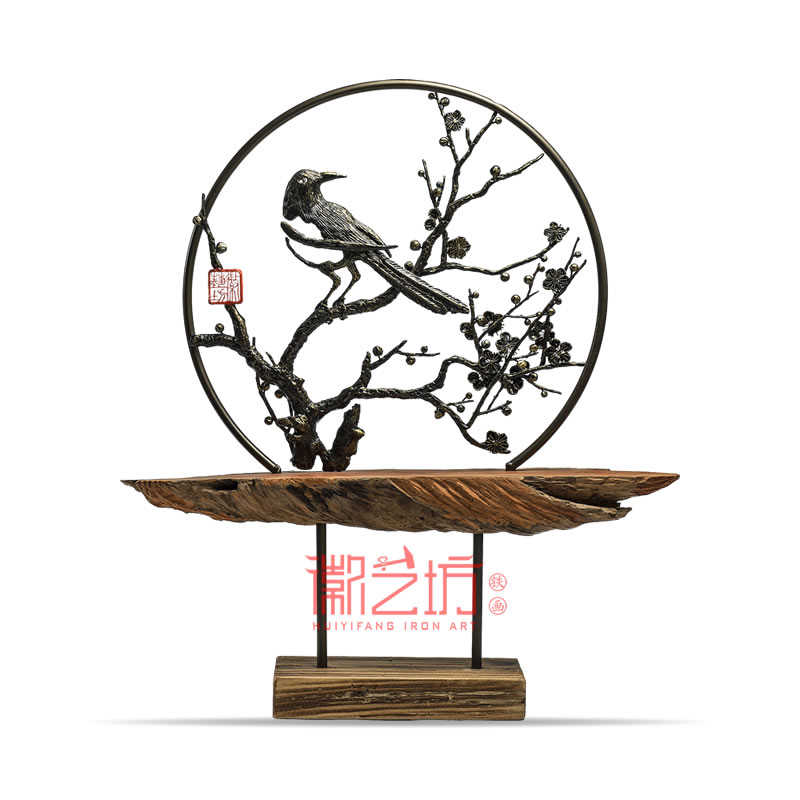 雙面鏤空鐵畫(huà)喜上眉梢鐵藝金屬擺件 安徽特色非遺手工藝術(shù)品