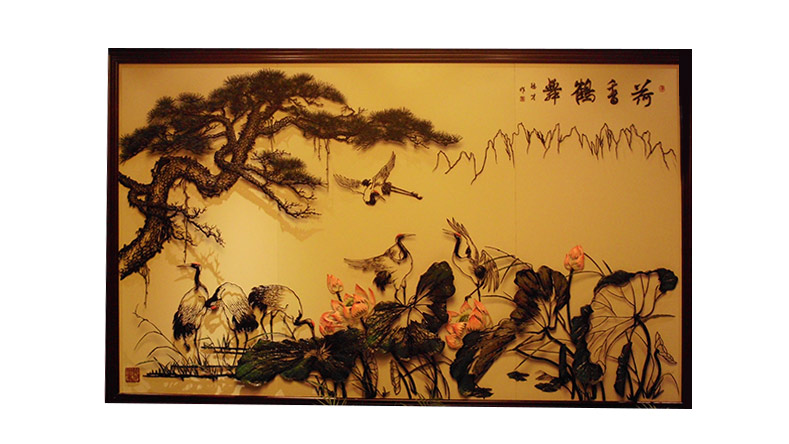 荷香鶴舞-李愛(ài)平設(shè)計(jì)鐵畫作品