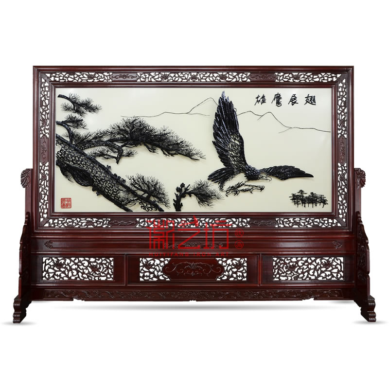 雄鷹展翅蕪湖鐵畫屏風(fēng) 大廳屏風(fēng)隔斷 國家級非遺藝術(shù)品