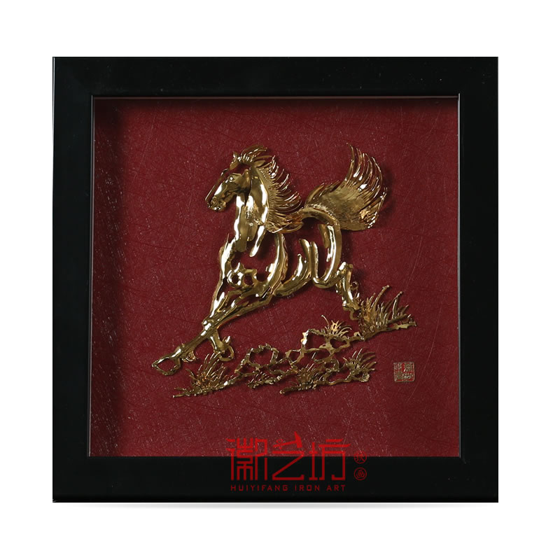 馬到成功金畫擺件 商務會議接待禮品  安徽特色手工藝術品
